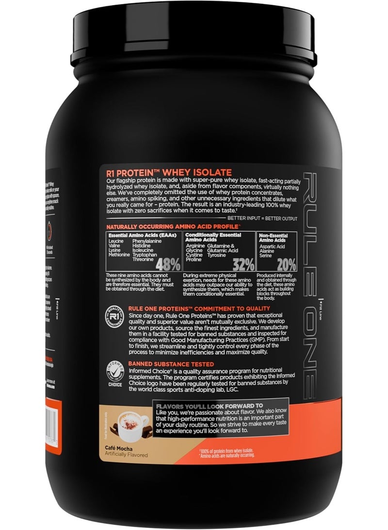 Rule1 Whey Protein Isolate Powder, Café Mocha, 1.9 lb, 25g Protein per Serving, Low Carb & Low Fat, Fast-Digesting Protein - Image 3